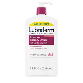 Lubriderm Advanced Therapy Fragrance Moisturizing Lotion with Vitamins E and Pro-Vitamin B5, Intense Hydration for Extra Dry Skin, Non-Greasy Formula, 32 fl. oz