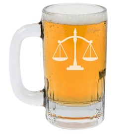 MIP 12oz Beer Mug Stein Glass Scales of Justice Lawyer Paralegal Attorney