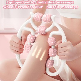 Massageroller Beine,Massageroller Beine Arm, Anti Cellulite Roller MassagegeräT,Ring-Massagegerät Geeignet für Nacken, Schulter, Oberschenkel, Beine und Arme (Rosa)
