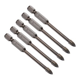 CoCud Titanium Masonry Drill Bit, 5mm Cutting Dia 74mm Length 1/4" Hex Shank Carbide Cross Tip Concrete Drill Bits Yellow - (Applications: for Wood Glass Brick Cement), 5-Pieces