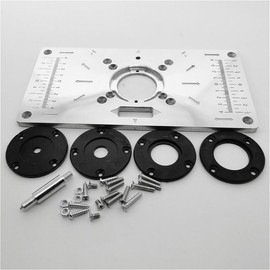 Router Table Insert Plate, Aluminum Router Plate for Woodworking Benches Wood Tools Milling Trimming Machine with Rings 1 set.