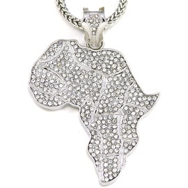 GWOOD Africa Map Silver Color Pendant with 36 Inch Franco Necklace