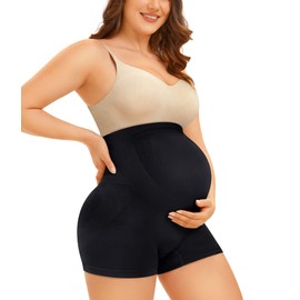 LANCS Maternity Shorts Shapewear Pregnancy Panties High Waist Maternity Underwear Over Bump for Dresses Baby Shower (as1, alpha, xx_l, regular, regular, Black)