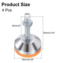 uxcell 4 Pack Adjustable Heavy Duty Leveling Feet, 60mm/2.36" Dia Base M12 x 50mm Thread Anti-Slip Shock-Absorbing Furniture Leveler Legs for Workbench, Machine, Cabinet