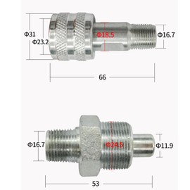 Fafeicy Hydraulic Quick Connect Couplers, Zg 3/8 Thread Quick Disconnect Hydraulic Coupling Male+Female Coupling Set