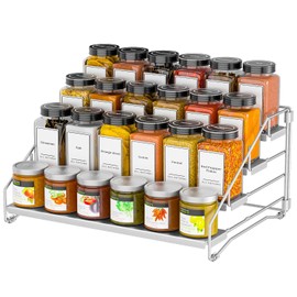 ZDDLOINP 4-Tier Spice Rack for inside cupboard, Kitchen Countertop Spice Rack, Depth Adjustable Spice Racks Organiser for Counter, Cupboard, Pantry (Gray 1 Pack)