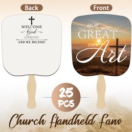 Qunclay 25 Pcs Church Fans How Great Thou Art Hand Held Fans Christian Paper Cardboard Hand Held Parlor Fans The Lord's Prayer Hand Fans for Church Wedding Women Adults Guests, 12.4 x 7.28 Inch (Sun)