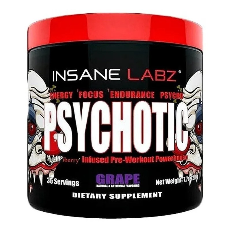 Suplemento en polvo Insane Labz PRE-WORKOUT Psychotic Blend sabor uva