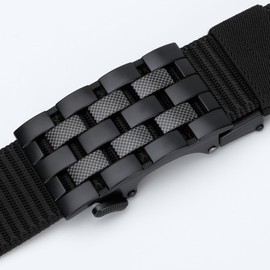 Milorde Men's Ratchet Nylon Web, 35MM, Tactical Work Belt with Automatic Buckle Quick Release, Full Adjustable (Grids-Black,100cm)