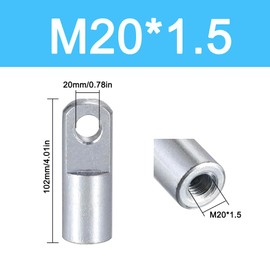 2 Pcs Air Cylinder Rod Clevis End, Carbon Steel Pneumatic I Joint Connector for Chemical Industry Textile Electronic Industry, M20 x 1.5 Female Thread, 102mm Length