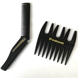 Pomum Folding Comb, Men's, Male, Coarse, Barber, Made in Japan (Folding Comb & Mesh Comb, Set of 2)