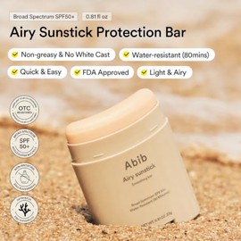 ABIB - Airy Sunstick Smoothing Bar SPF50 Protección Solar en Barra No Pegajosa para Rostro y Cuerpo 23g