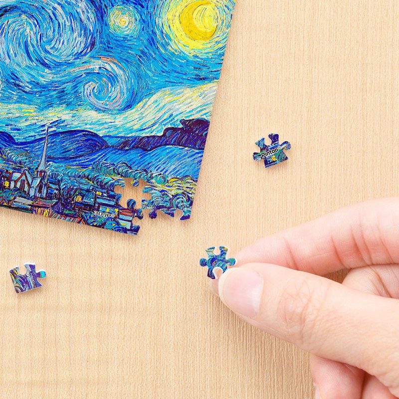 ピントー(Pintoo) 150ピース ミニパズル プラ製ジグソーパズル【ゴッホ＿星月夜】(8X10cm)子供大人 破片なし カチっとハマる[P1139]