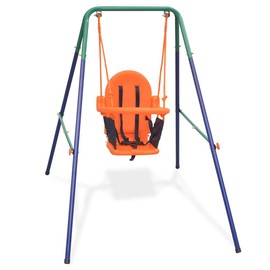 TREATLIFE HOME Safe Outdoor Fun with Toddler Swing Set, Ergonomically Designed Seat and Safety Harness, for Ages 6-36 Months, Orange