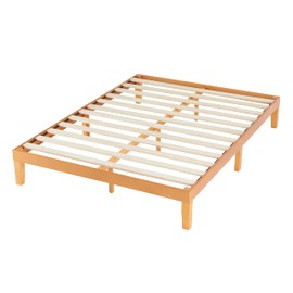 Simple Deluxe Full Size Wood Bed Frame, 12 Inch Wooden Platform Bed with Support Slats, No Springs Required, Storage Space Under The Durable Bed Frame, Natural Pine