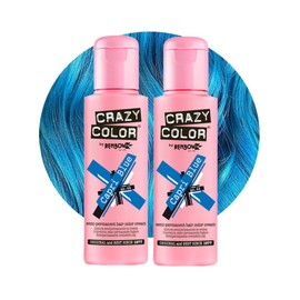 Crazy Color Vibrant Capri Blue Semi-Permanent Duo Hair Dye. Highly Pigmented Electric Blue Conditioning & Oil Nourishing Vegan Formula | No Bleach or Ammonia | 200ml