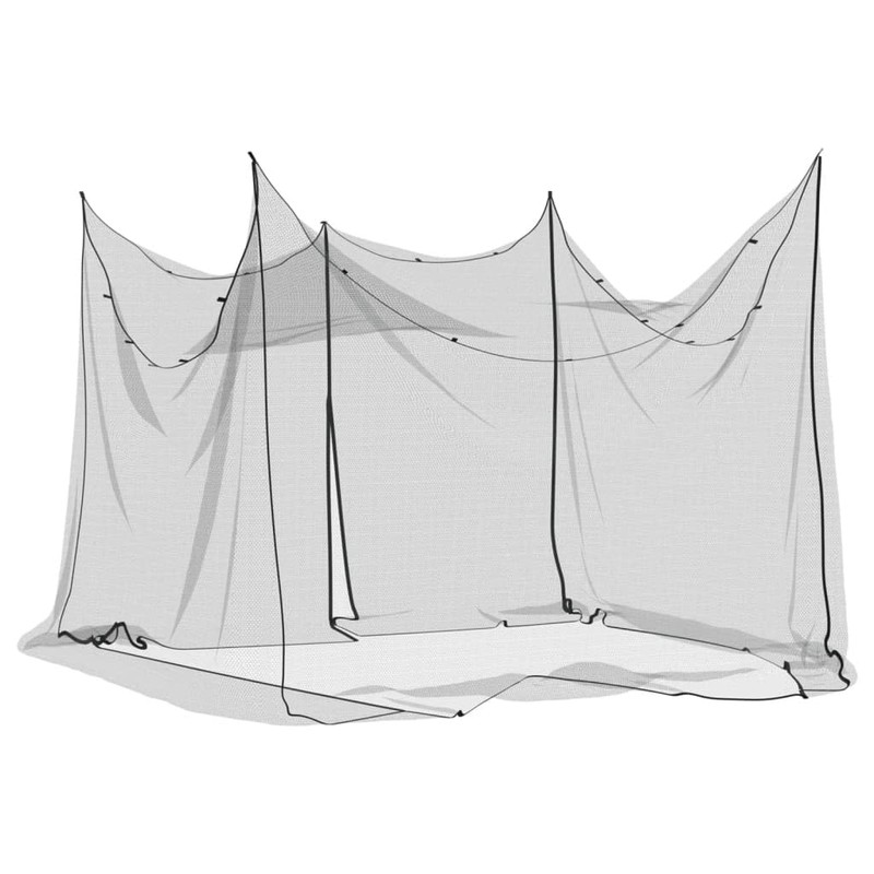 vidaXL Black Rectangular Indoor/Outdoor Mosquito Net - Foldable Polyester Mesh,