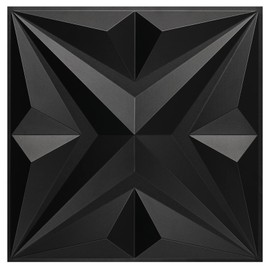 MIX3D Decorative 3D Wall Panels Star Textured PVC Wall Panels for Interior Wall Décor 19.7"x19.7" Black Pack of 12 Tiles Cover 32 Sq. Ft