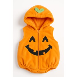 StylesILove Halloween Kid Fleece Pumpkin Costume Comfy Jumpsuit (18-24 Months)