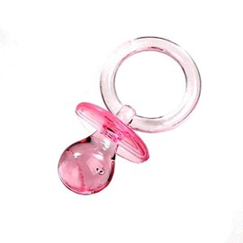 12 Extra Large Plastic Baby Shower Pacifiers 2.5" Long - Pink