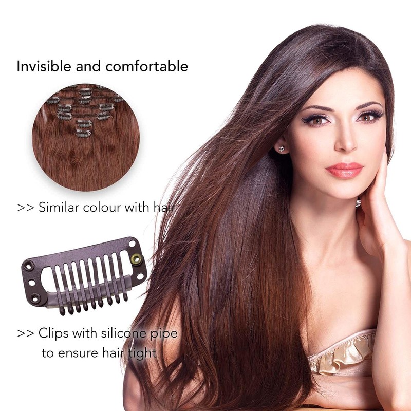 BasicSense 60 pcs Hair Extensions Strong Metal Snap Teeth Clips
