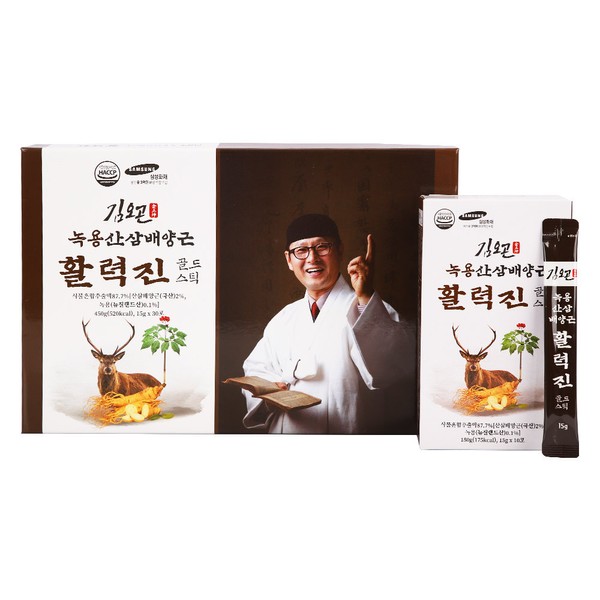Kim O-Gon Deer Antler Wild Ginseng Cultured Root Vitality Gold Stick 15g 30 packs / 김오곤 녹용산삼배양근 활력진 골드스틱 15g 30포
