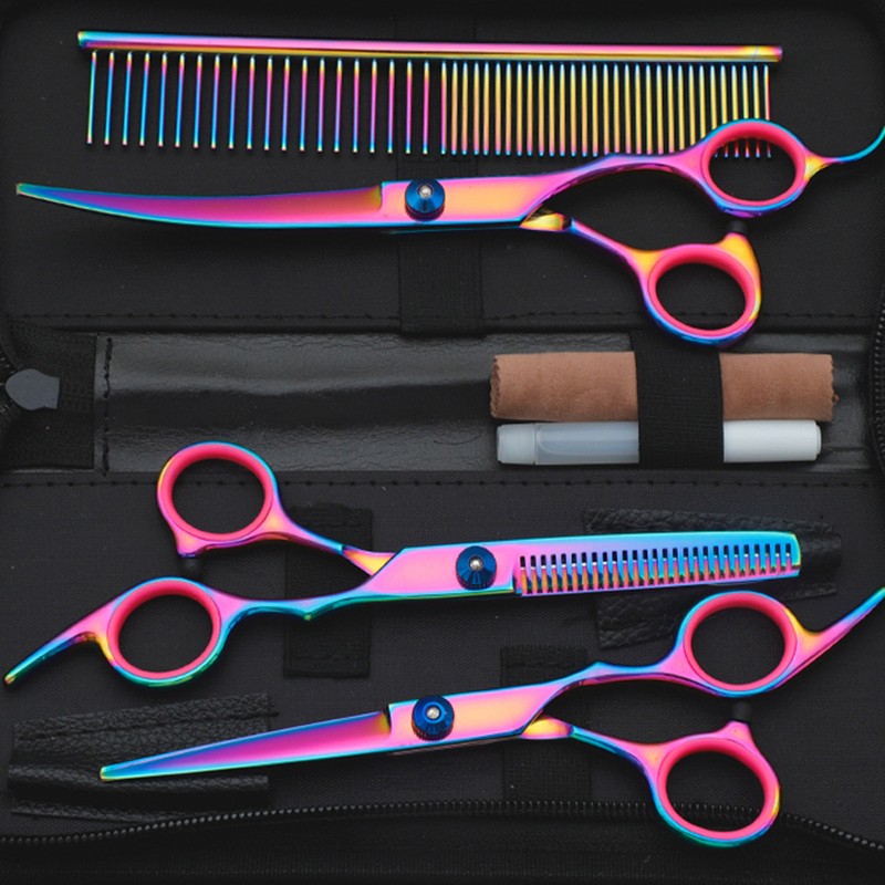 Dog Grooming Scissors Kit Professional Stainless Steel Safety Round Tips