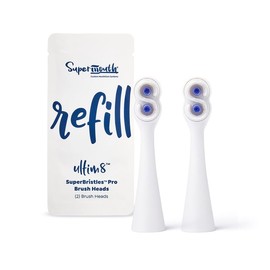 SuperMouth® SuperBristles® Pro Replacement Brush Heads for Ultim8 SmartBrush – Ultra-Soft Bristles Remove 40X More Plaque, 3X Denser, Advanced Sonic Cleaning, Dual Modes, 3 Color Options