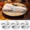 Framendino, Silver Leaf Napkin Rings Set of 6 Metal Holder