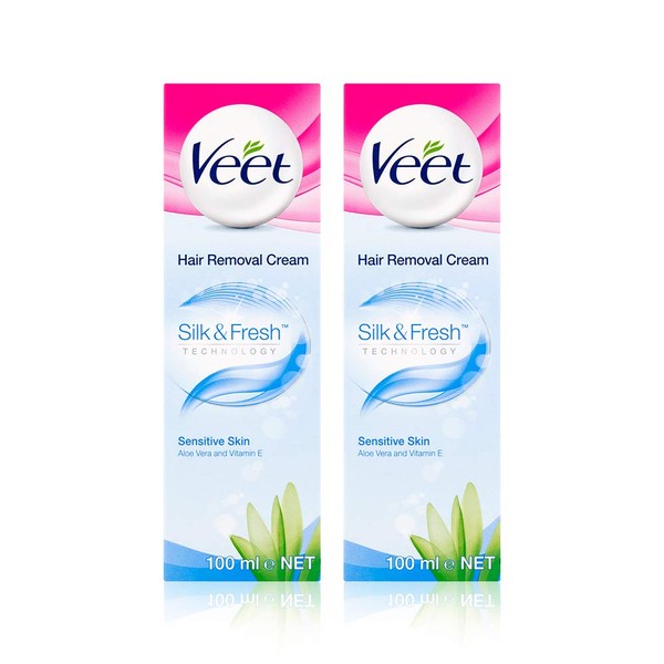 Veet Hair Removal Cream for Sensitive Skin, 100 ml x 2