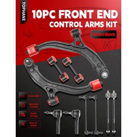 Front 10pc Lower Control Arms Suspension Kit for 2001-2007 Dodge Grand Caravan Chrysler Town & Country, 2001-2003 Voyager, Upgrade Polyurethane, 4 Sway Bars Front & Rear 4 Outer & Inner Tie Rods