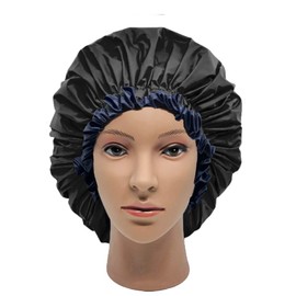 ELEBOX Jumbo Shower Cap XL Double-Layer Satin Bonnet Sleep Cap for Braids Waterproof Bath Caps Reusable Shower Hat