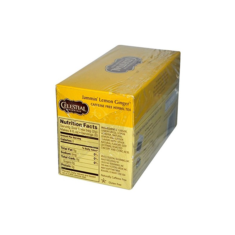 Celestial Seasonings Herbal Tea Caffeine Free Jammin' Lemon Ginger -