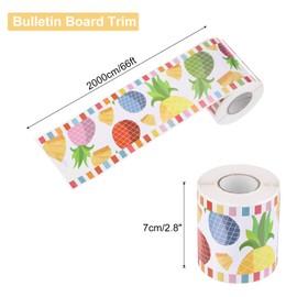 sourcing map 66ft Summer Beach Bulletin Board Borders, Pineapple Straight Rolled Border Trim Decor for Classroom Desk Window Wall Decoration