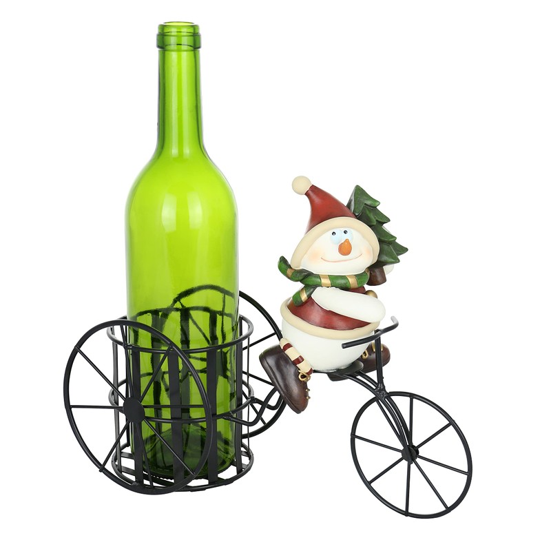 Snowman Riding Bicycle Christmas Wine Bottle Holder