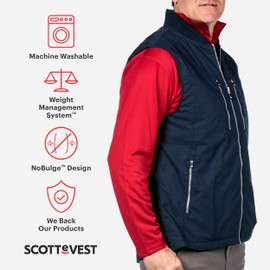 SCOTTeVEST 101 Vest for Men - 9 Hidden Pockets - Water Repellent for Travel & More (Navy, X-Large)