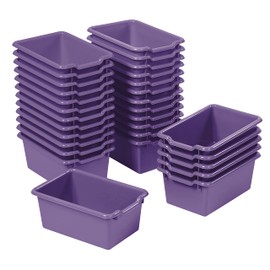 ECR4Kids Scoop Front Storage Bin, Multipurpose Organization, Purple, 30-Piece