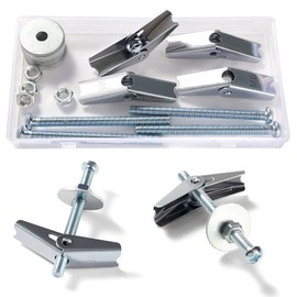 Lyeteung 4 Sets M6 Tilt Anchors Tipping Screw Toggle Screw and Wing Nut Assortment with Hex Nuts Washers for Plasterboard Cavity Walls Fiberboard