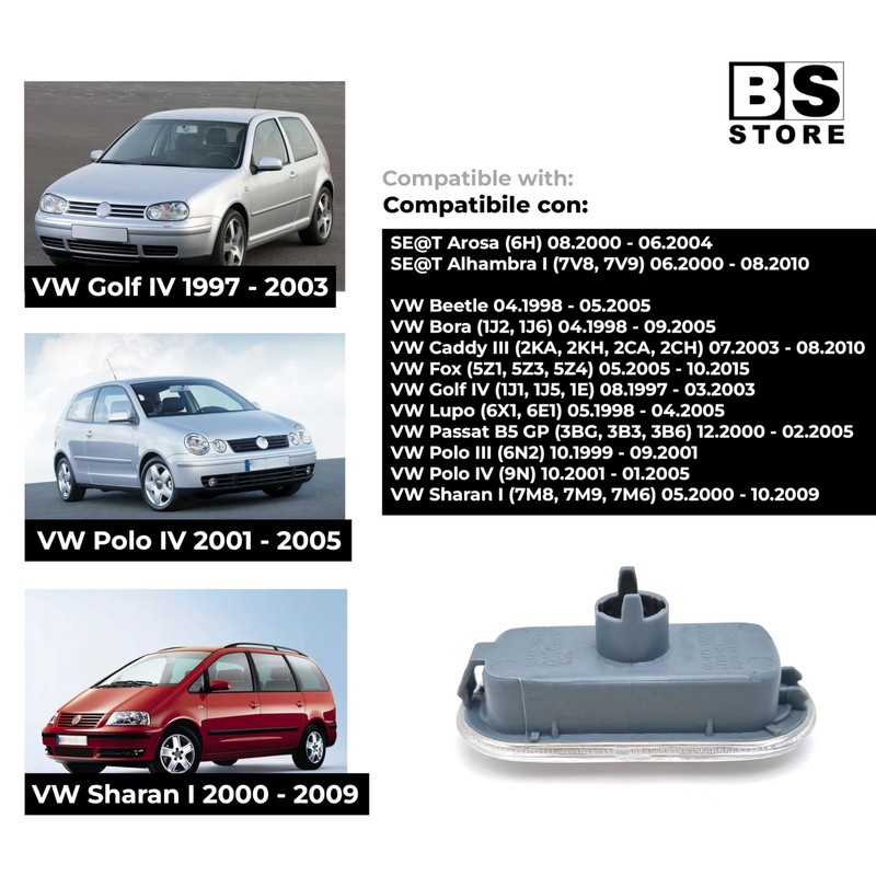 BSSTORE Side Indicator for Golf 4 1997-2003, Polo 3 4