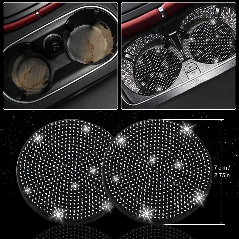 NBTEPEM 27 PCs Black Bling Car Accessories Set for Women,