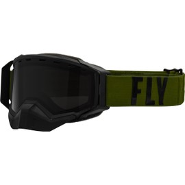 Fly Racing 2023 Zone Pro Snow Goggle (Olive/Black W/Polarized Smoke Lens, Adult)