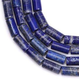 HAAMIIQII 28pcs 4x13mm Natural Lapis Lazuli Beads Column Cylinder Tube Loose Gemstone Beads for Jewelry Making DIY Bracelet Necklace