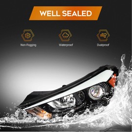 LBRST Headlight assembly fit 2016-2018 for Hyundai Tucson Black Housing Clear Lens Passenger Side 92102D3050 HY2503199