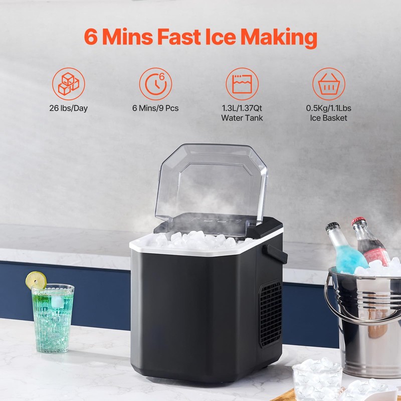 Happybuy Countertop Ice Maker - 9 Cubes in Just 6