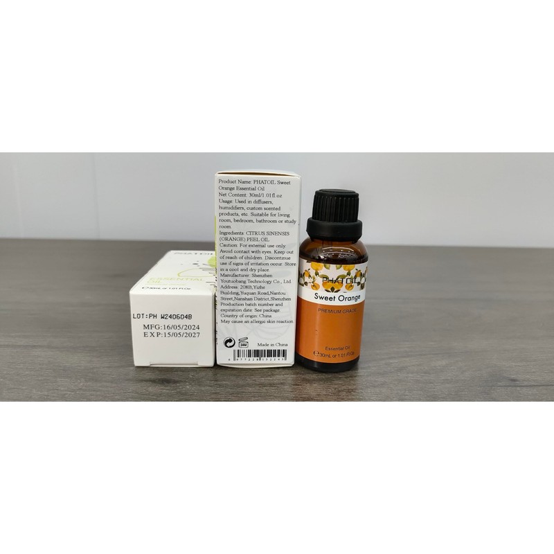 PHATOIL 30ML Sweet Orange Essential Oil, for Aromatherapy Diffusers, Humidifiers,