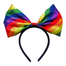 Zoestar Bowknot Headband Stripe Hair Hoop Rainbow Elastic Hair Bands Party Festival Hair Accessories for Kids and Adults,1 Pcs (E)