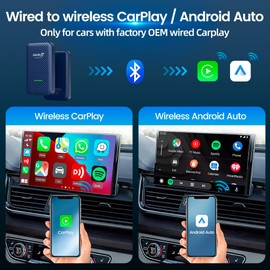 Carlinkit 4.0 2025 Wireless Carplay Android Auto Adapter for OEM Wired CarPlay Cars, Supports OTA Upgrade-2 in 1, 5Ghz WiFi, Wired to Wireless for a Seamless Transition to Wireless Connectivity.