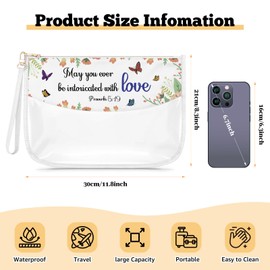 Gfhzdmf Christian Gifts for Women Faith Clear Makeup Bag Religious Bible Verse Cosmetic Bag Baptismal Gifts for Daughter Christian Inspirational Present Easter Birthday Present Toiletry Pouch