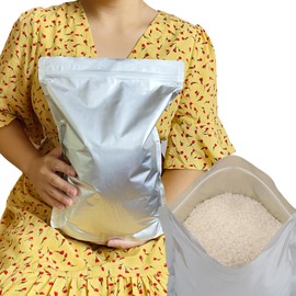 Rice Bag, 6.6 lbs (3 kg), Rice Storage Container, Food, Rice Bag, 6.6 lbs (3 kg), Aluminum Bag, Zipper Included, Storage Bag, Refrigerator Storage, Zipper Included, Light Shielding Bag (6.6 x 13.8