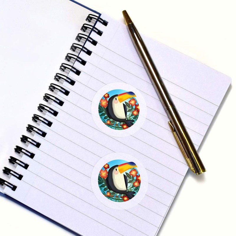 24 x 40mm Round 'Tropical Toucan' Stickers (SK00015399)